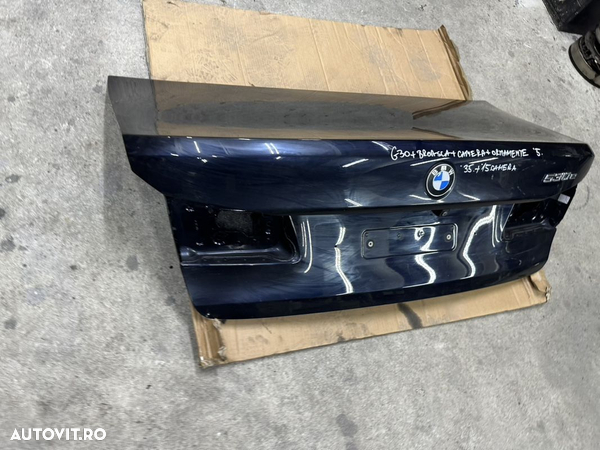 Capota portbagaj BMW seria 5 G30 an 2018 cu ornamente, broasca si camera culoare schwartz metalic - 4