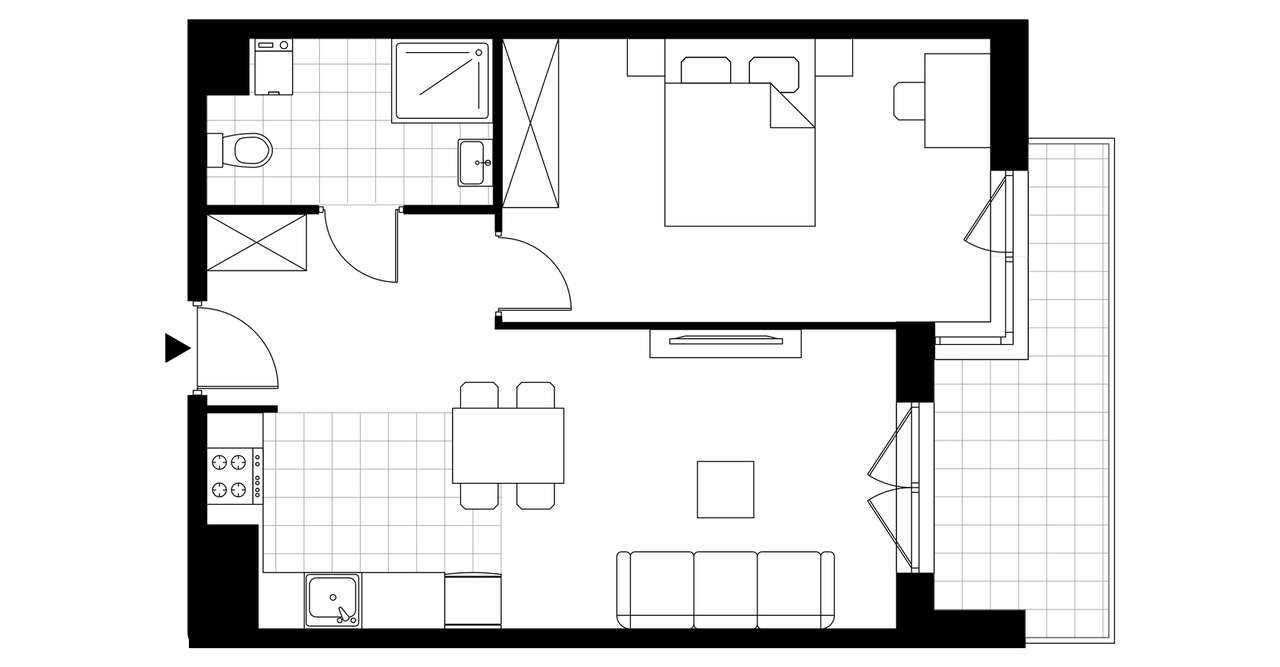 2-pokojowe mieszkanie 47m2 + balkon - Pełny obrazek: 3/8