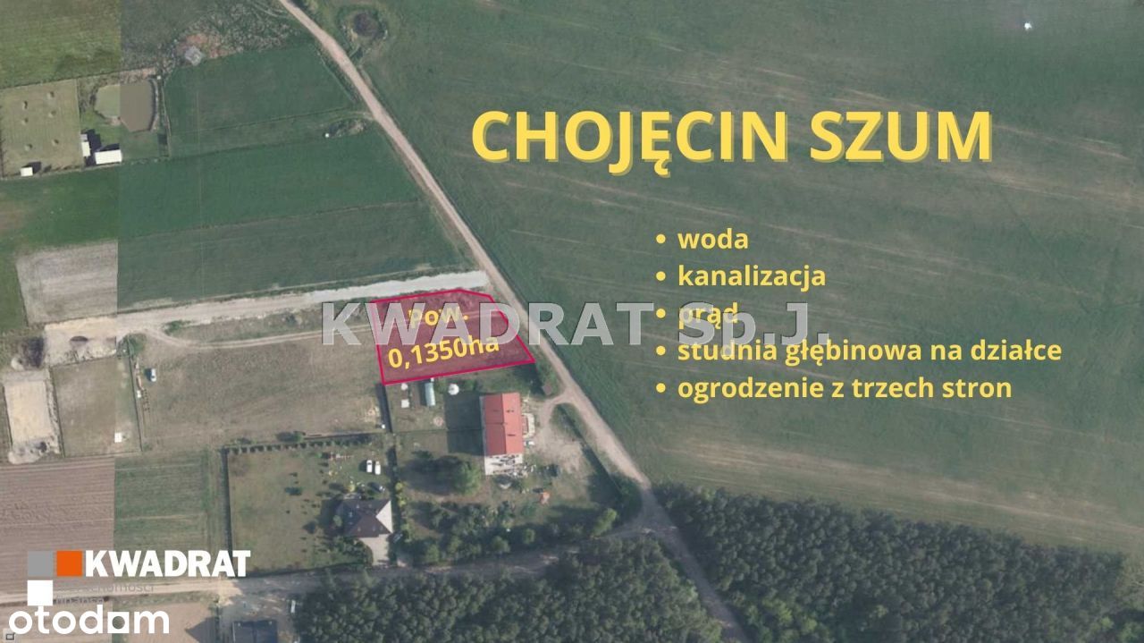 Działka budowlana pow. 1350 m2 - Chojęcin Szum
