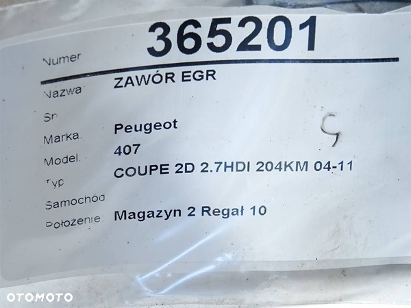 ZAWÓR EGR PEUGEOT 407 coupe (6C_) 2005 - 2022 2.7 HDi 150 kW [204 KM] olej napędowy 2005 - 2022 - 8