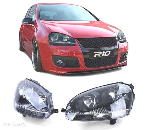 FARÓIS OPTICAS PARA VOLKSWAGEN VW GOLF V 03-08 FUNDO PRETO - 1