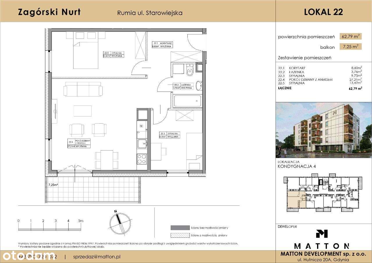 3-pokojowe mieszkanie z balkonem - Pełny obrazek: 3/14