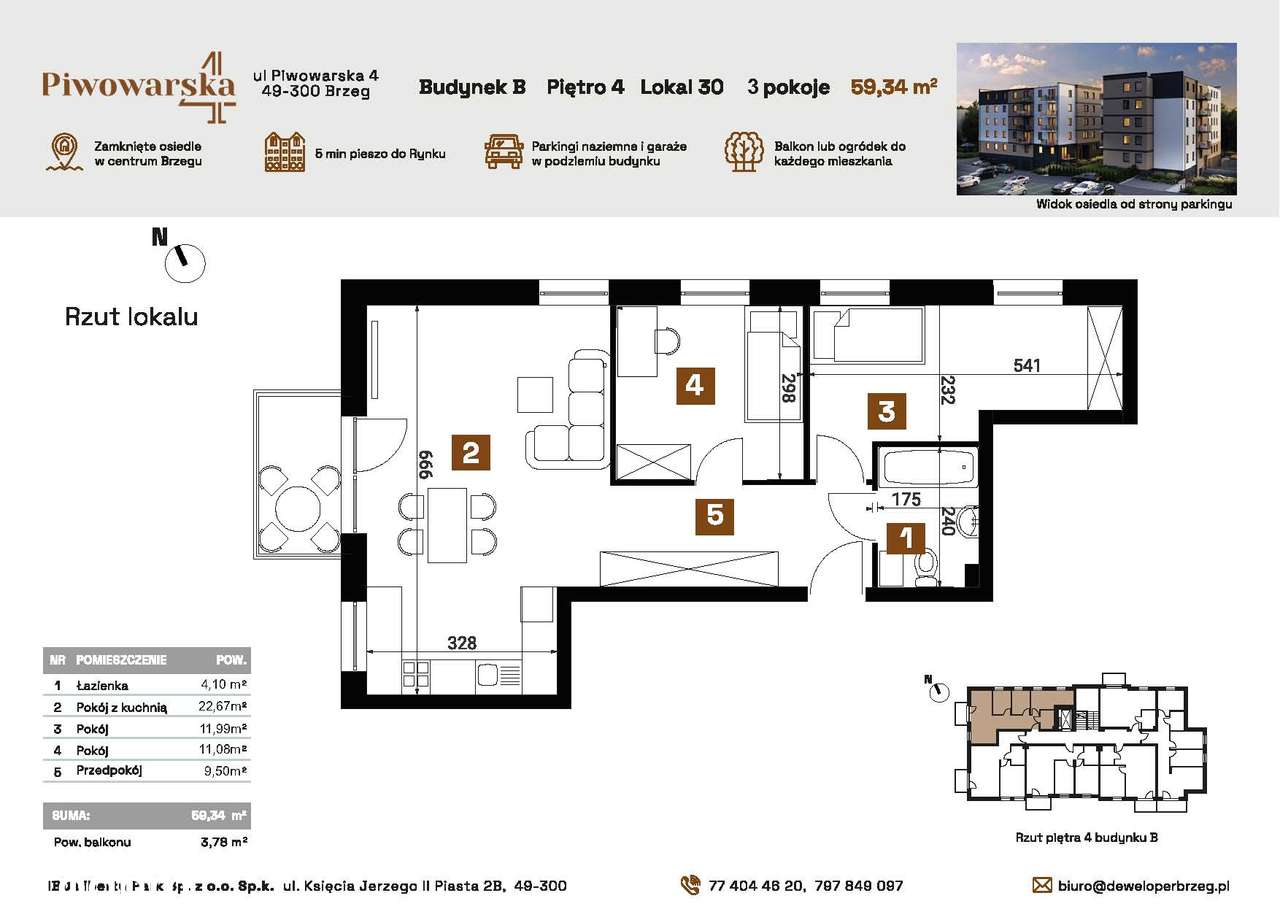 Mieszkanie o powierzchni 59,34 m2 - Pełny obrazek: 2/7