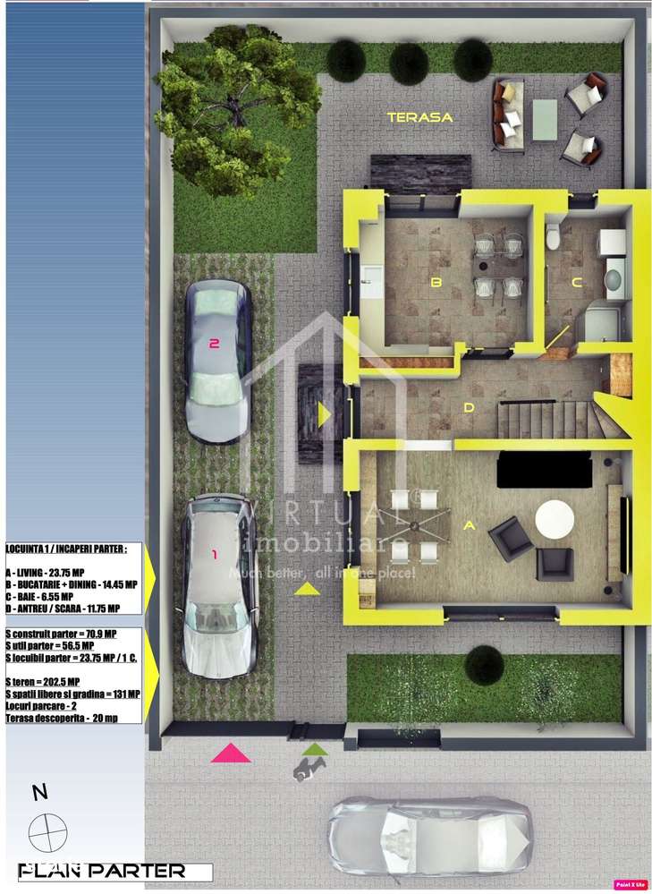 Duplex modern cu 4 camere, 115 mp utili, teren 250mp, Zona Selimbar - Imagine principală: 3/6