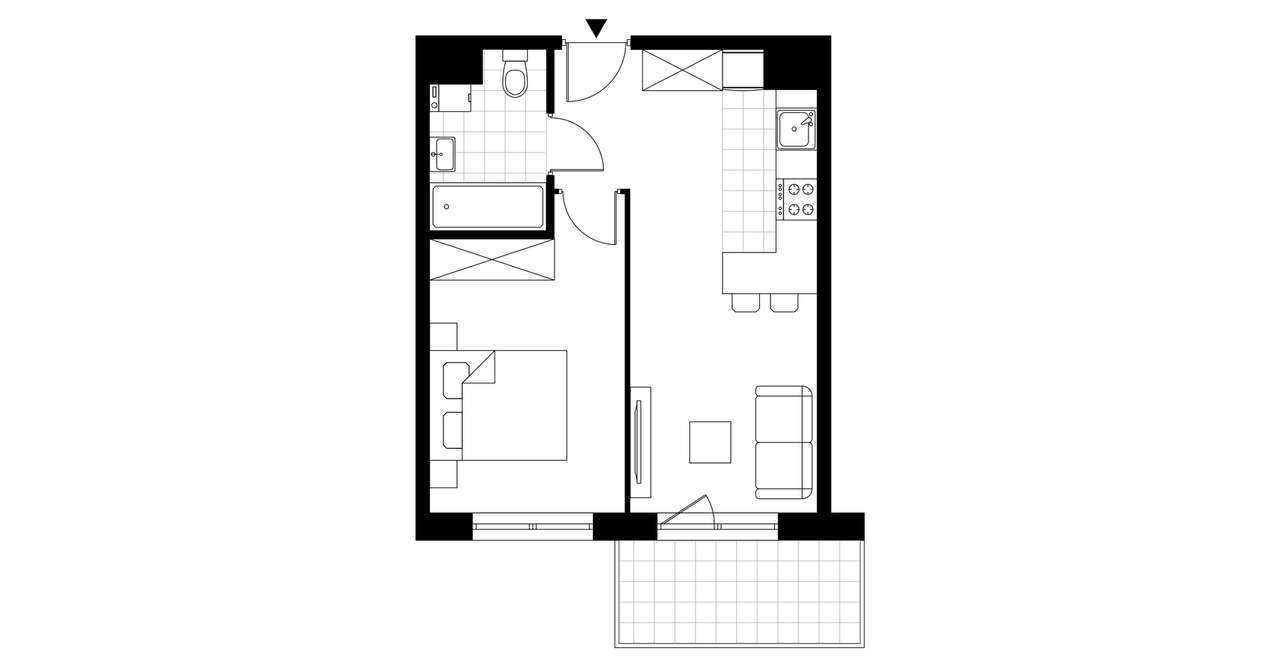 2-pokojowe mieszkanie 36m2 + balkon Bezpośrednio - Pełny obrazek: 3/8