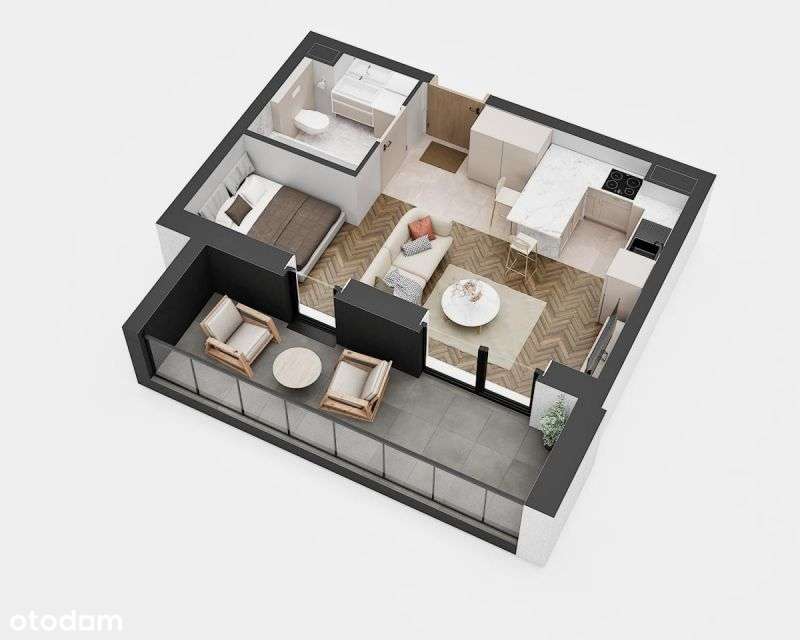 1-pokojowe mieszkanie 28m2 + balkon Bezpośrednio - Pełny obrazek: 2/8