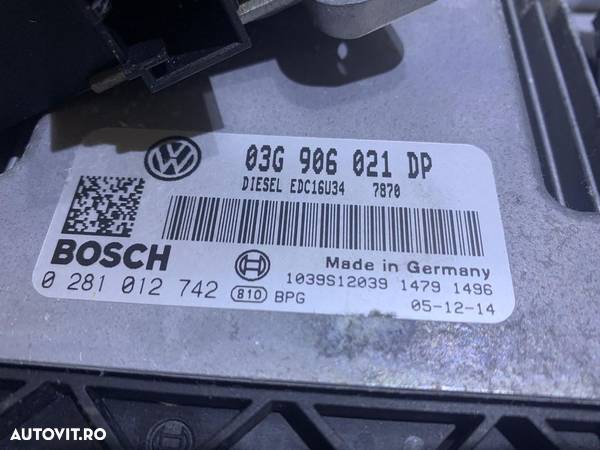 Kit Pornire ECU Calculator Motor VW Passat B6 1.9 TDI BKC 2005 - 2010 Cod 03G906021DP 0281012742 - 2