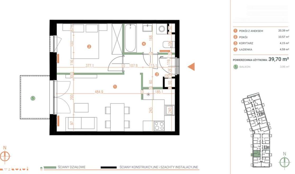 Mieszkanie  40 m² | 2 pokoj | piętro 3 | deweloperski BEZ PROWIZJI-5