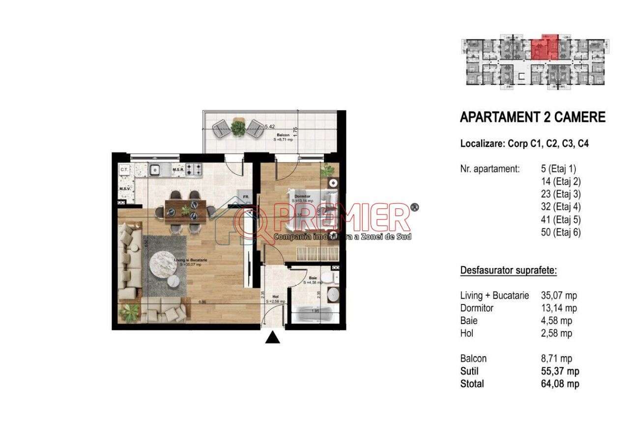 Avans 4165 euro - Oportunitate Investitie !!! 2 camere - Splaiul - Imagine principală: 2/11