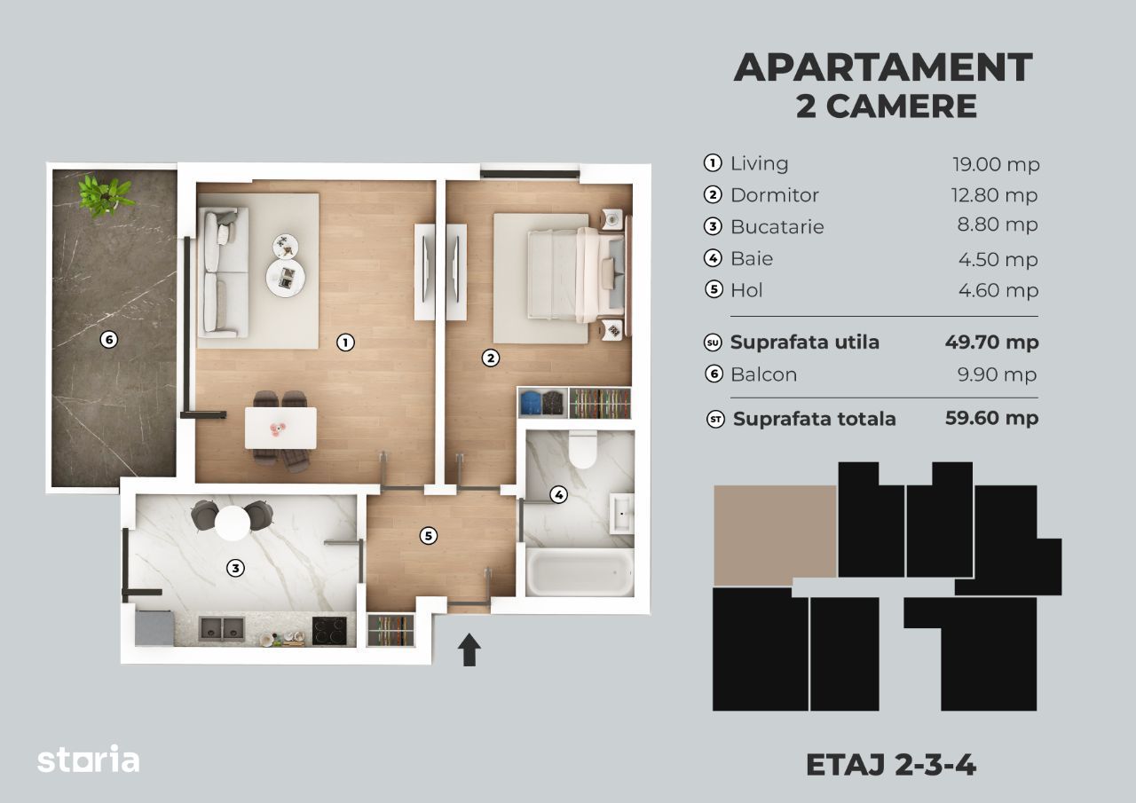 Promotie - Brancoveanu-Turnu Magurele, apartament 2 camere