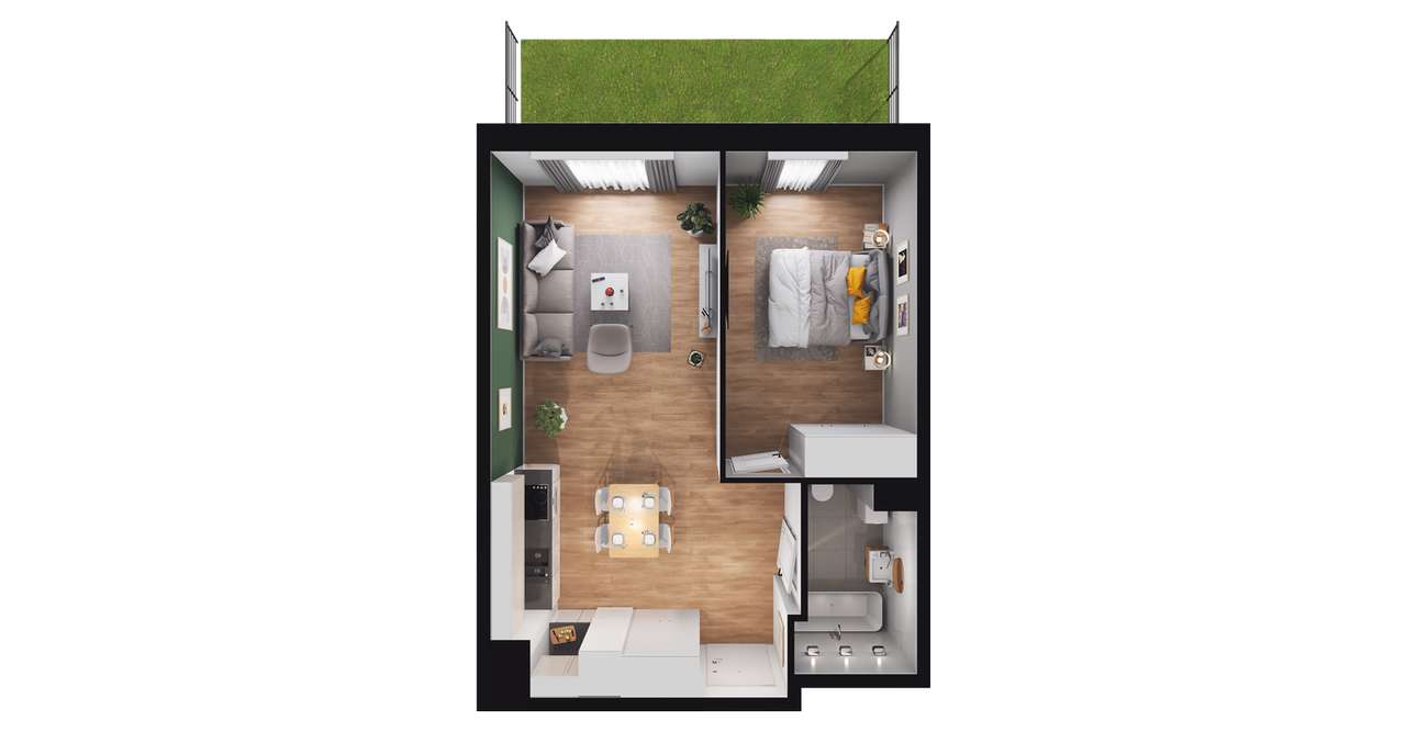 2-pokojowe mieszkanie 44m2 + ogródek Bez Prowizji - Pełny obrazek: 2/8