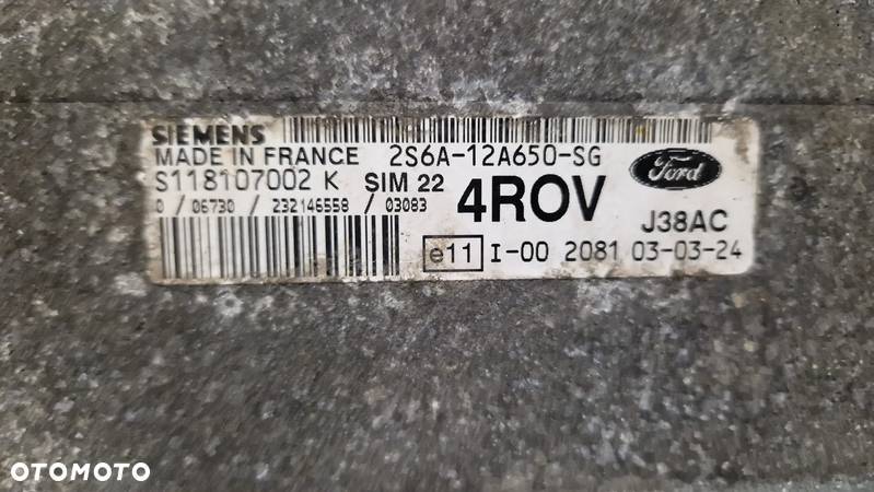 FORD FIESTA MK VI 1.4 16V STEROWNIK SILNIKA 2S6A-12A650-SG - 2