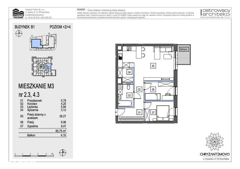Nowe mieszkanie M3 z balkonem WINDA PARKING - Pełny obrazek: 2/8