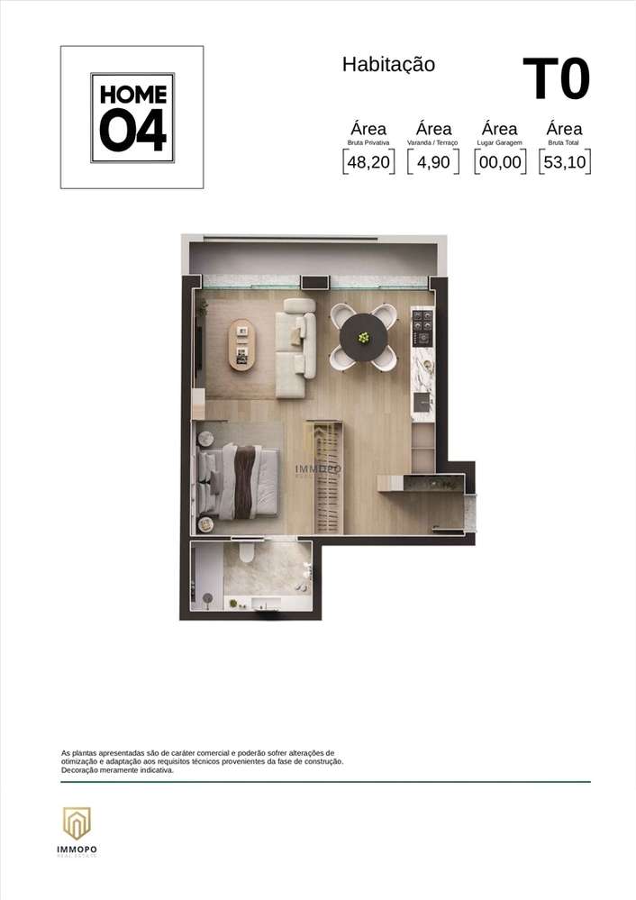 Apartamento T0+1 em Matosinhos com varanda - Grande imagem: 3/3