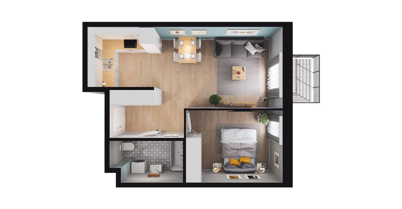 2-pokojowe mieszkanie 42m2 + balkon Bez Prowizji - Pełny obrazek: 2/8