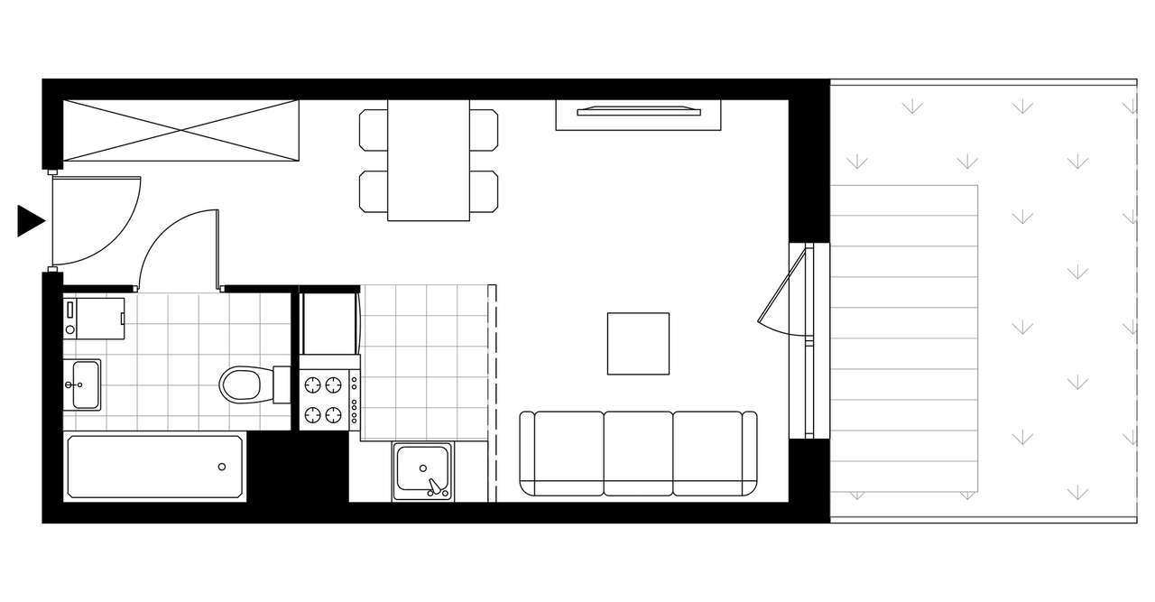1-pokojowe mieszkanie 26m2 + ogródek - Pełny obrazek: 2/7