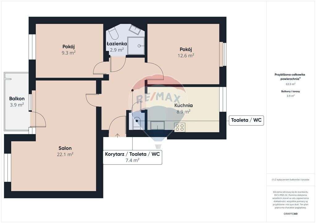 3-pokojowe mieszkanie w Łebie – ul. 1 Maja 1A - Pełny obrazek: 4/20