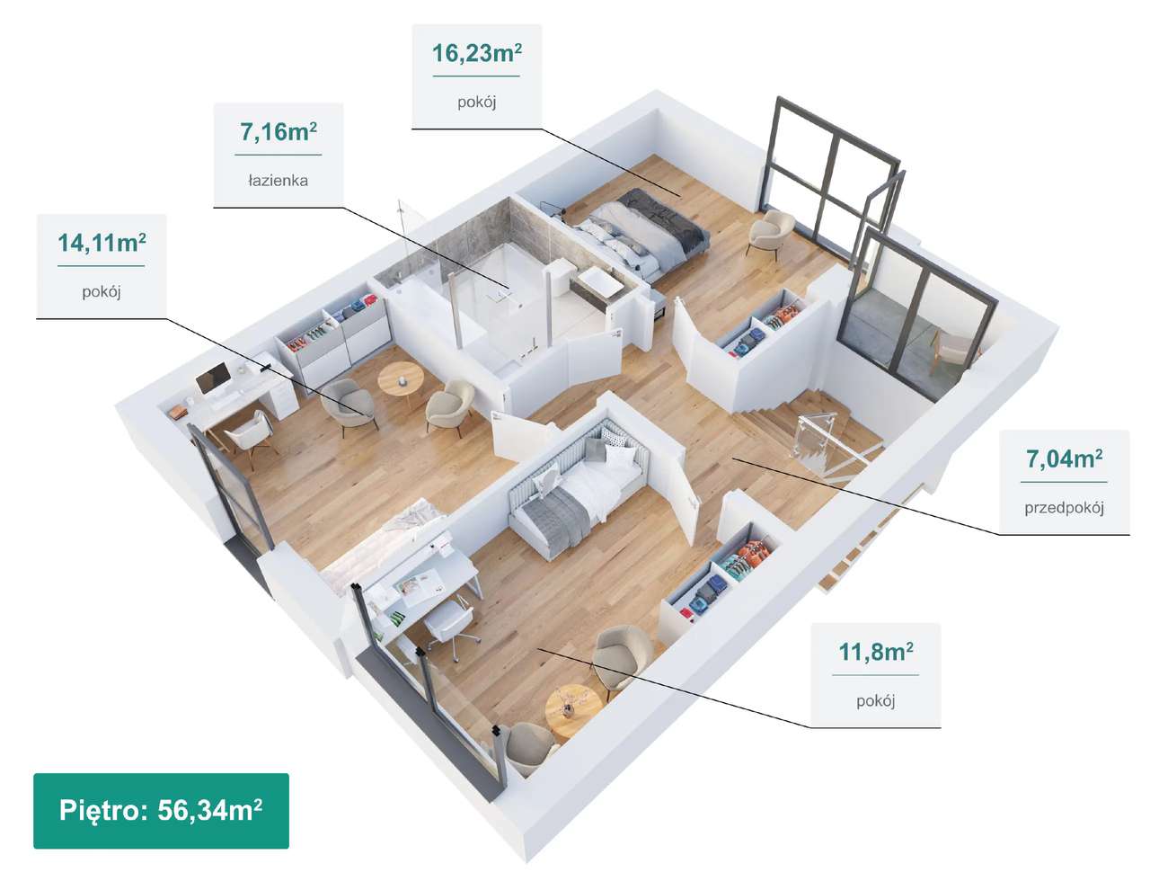 DOM OPTIMUS 160,12m2•4Pokoje•Garaż+m.postojowe•działka 643m2•Pod lasem - Pełny obrazek: 5/11