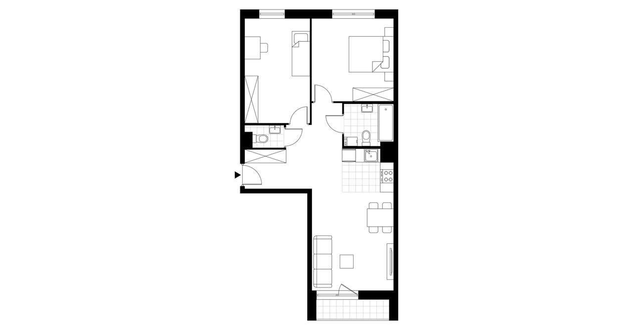 3-pokojowe mieszkanie 70m2 + balkon - Pełny obrazek: 3/8