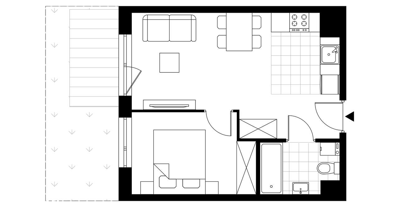 2-pokojowe mieszkanie 35m2 + ogródek Bezpośrednio - Pełny obrazek: 3/8