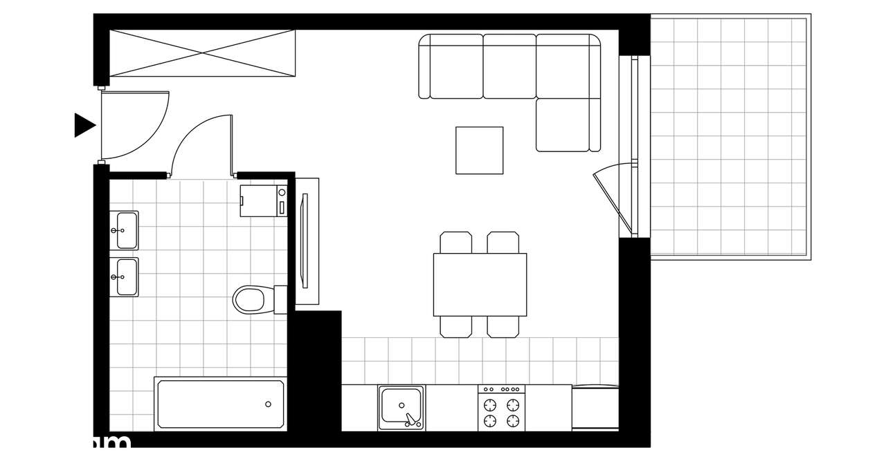 1-pokojowe mieszkanie 32m2 + balkon - Pełny obrazek: 3/8