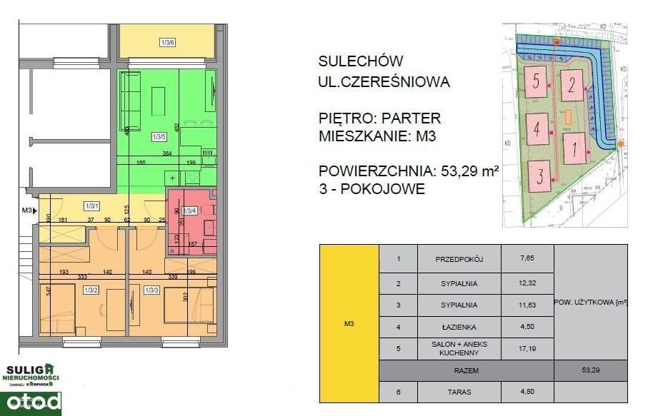 Mieszkanie 53,29 +"ogródek" 5m2, parter-Sulechów