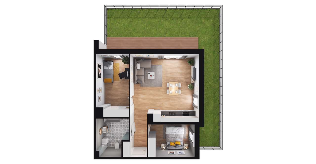 3-pokojowe mieszkanie 64m2 + ogródek - Pełny obrazek: 2/8