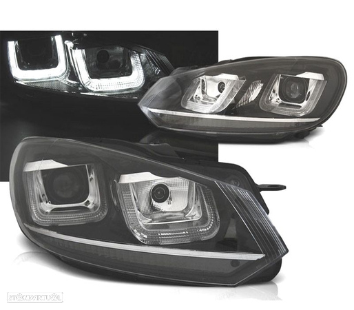 FARÓIS FRONTAIS PARA VOLKSWAGEN VW GOLF VI LIMOUSINE 08-12 FUNDO PRETO - 1