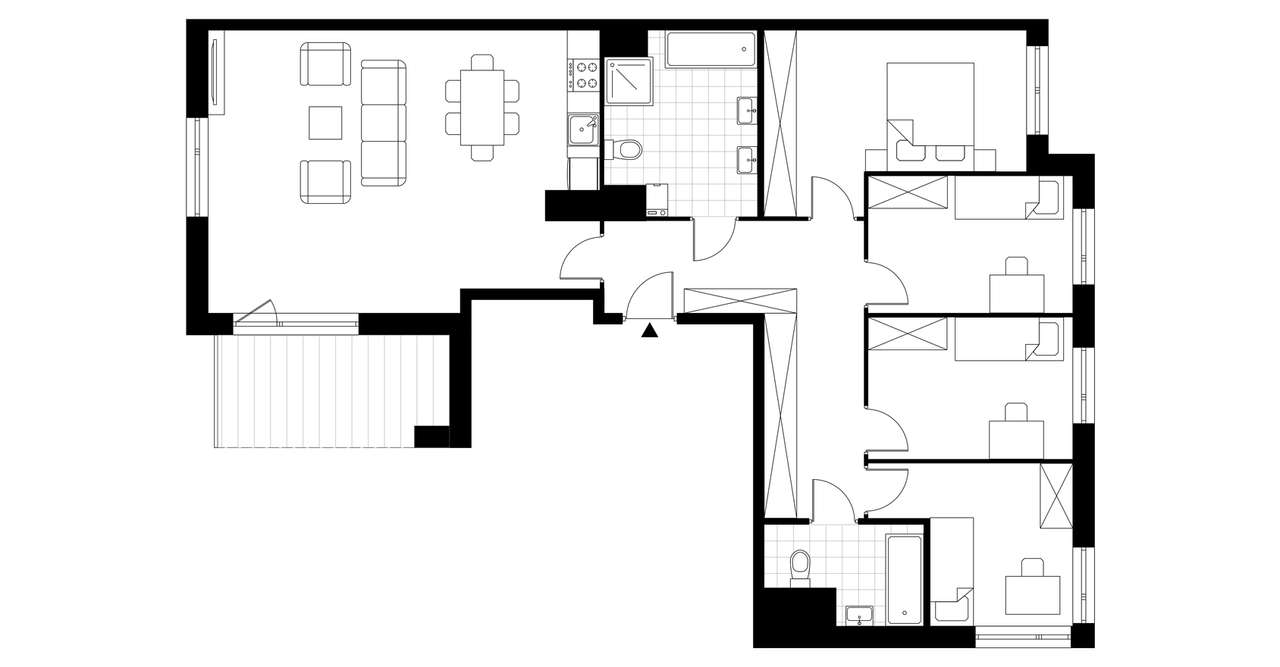 5-pokojowe mieszkanie 106m2 + taras Bezpośrednio - Pełny obrazek: 4/7