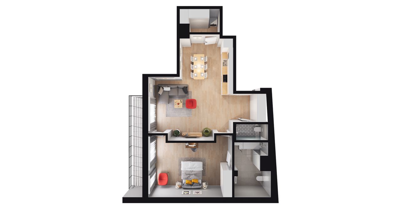 2-pokojowe mieszkanie 62m2 + 2 balkony