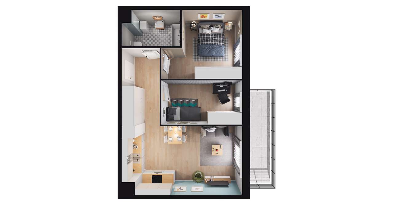 3-pokojowe mieszkanie 53m2 + balkon Bez Prowizji - Pełny obrazek: 2/8