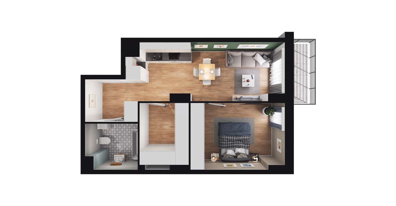 2-pokojowe mieszkanie 41m2 + balkon Bez Prowizji - Pełny obrazek: 2/8