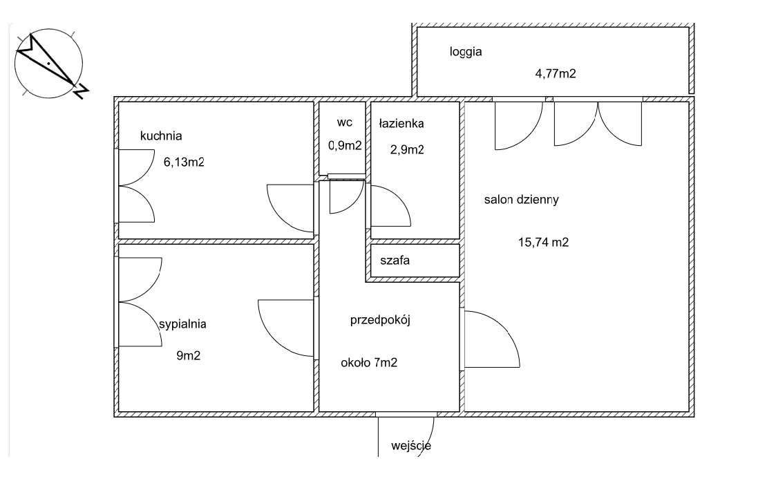 2pokoje, 42,42m2, balkon.-7