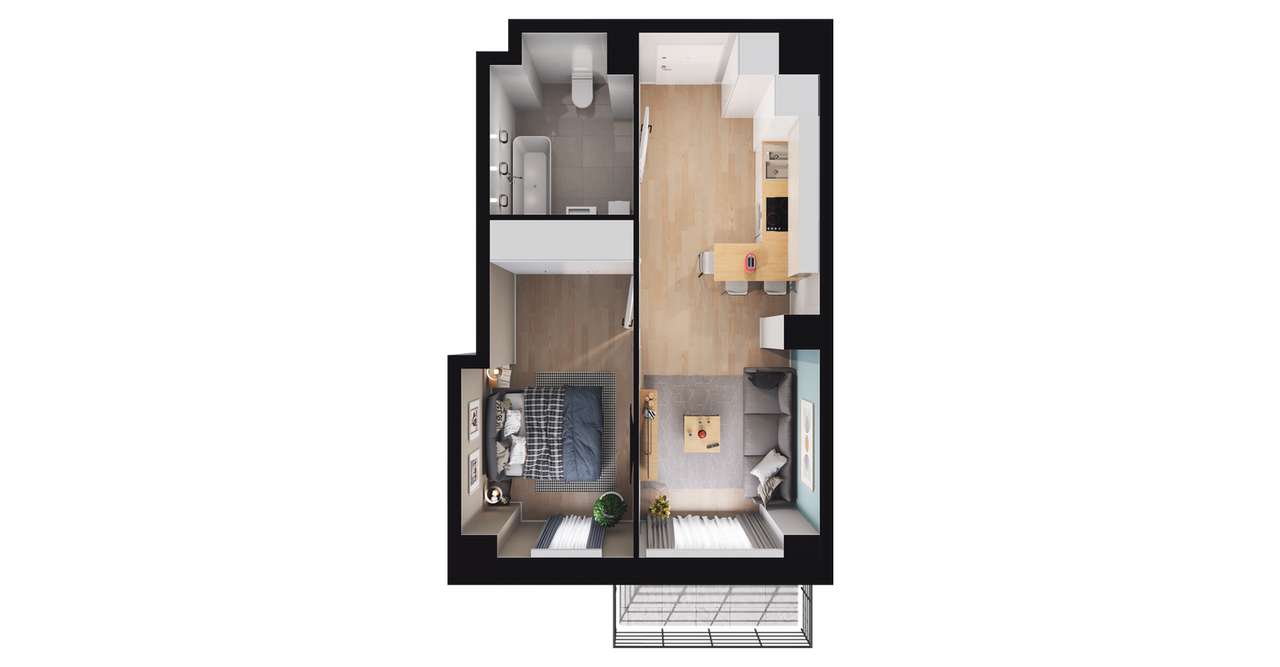 2-pokojowe mieszkanie 35m2 + balkon Bez Prowizji - Pełny obrazek: 2/8