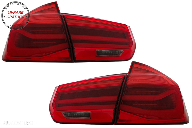 Stopuri LED BMW Seria 3 F30 (2011-2019) Rosu Clar LCI Design cu Semnal Dinamic Sec- livrare gratuita - 14