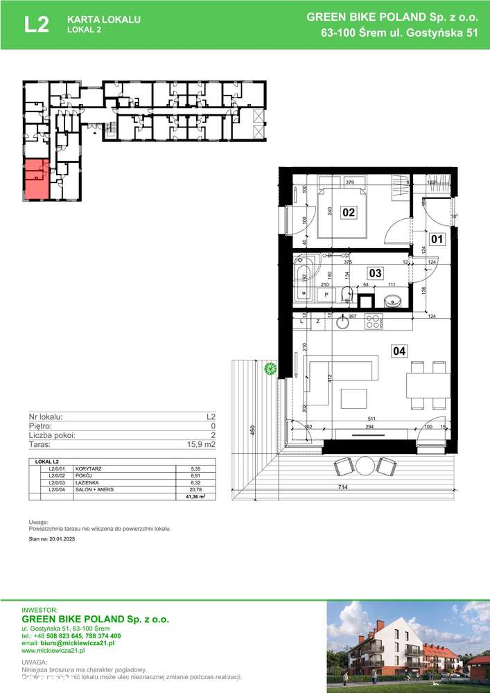 Mieszkanie L02 | 41,36 m² | 2 pok. | Centrum - Pełny obrazek: 2/9