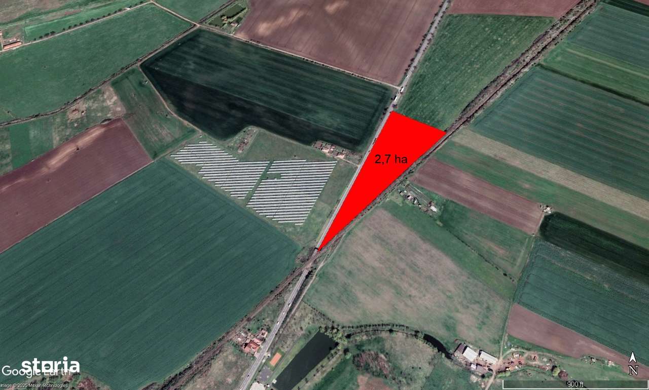 2,7 ha teren arabil cu front mare la sosea, la intrare in Sagu-3