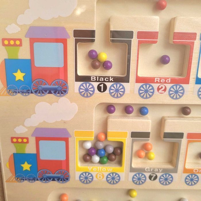 Nowa drewniana zabawka magnetyczna labirynt układanie kolorów #203