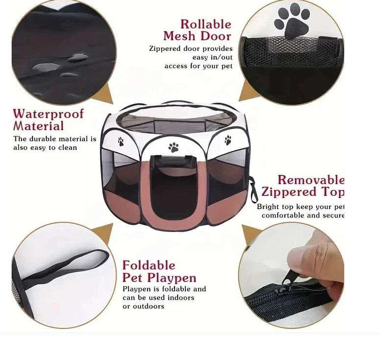 Oxford pano dobrável Pet Tent, Cat Nest Kennel, sala de maternidade, impermeável, octogonal, resistente ao desgaste, pano Oxford