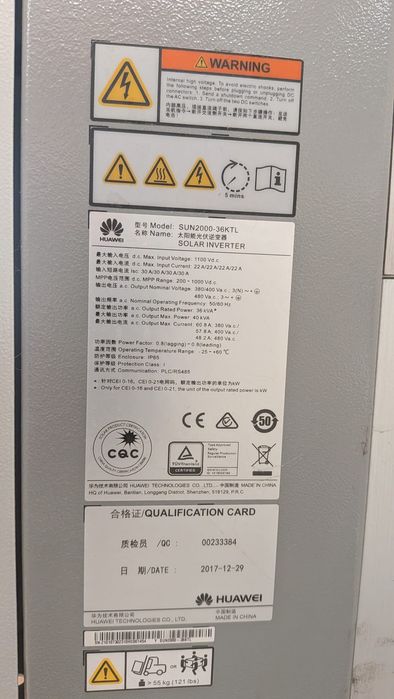 Inversor solar Huawei modelo SUN 2000-36KTL  com suporte de parede - 2 unidades