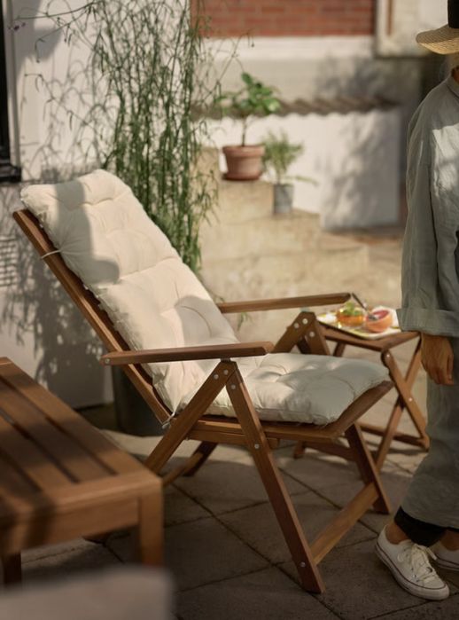 Cadeira NÄMMARÖ ikea reclinável, exterior, dobrável castanho claro