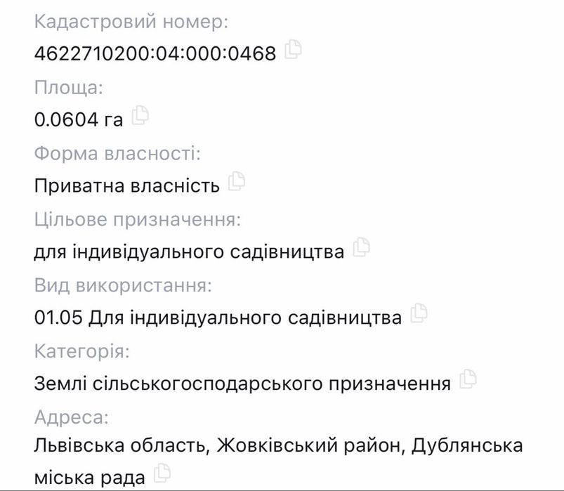 Ділянка 6 сот під забудову в Дублянах