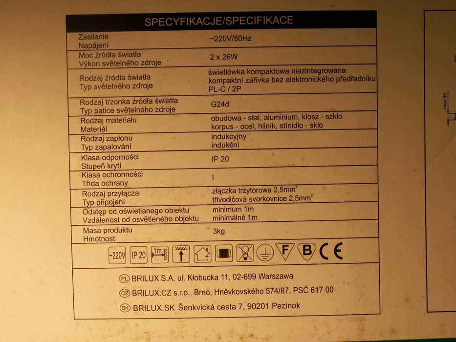 Brilux  - Oprawa sufitowa stała 8016 2x26W -  kolor biały