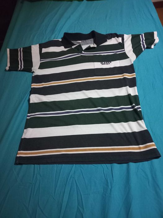 Polo às riscas Verdes e Brancas