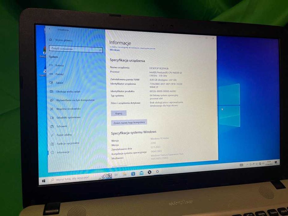 Laptop Asus VivoBook R541N 15,6" 500GB HDD 4GB RAM Win10 + zasilacz