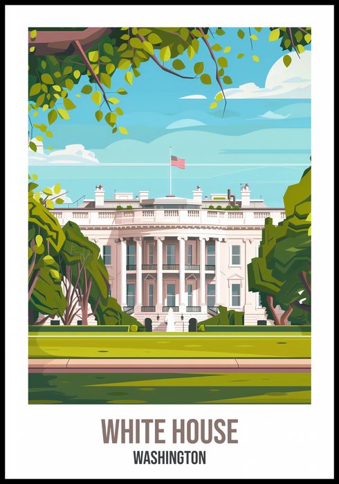Plakat 68x98cm White House, Washington