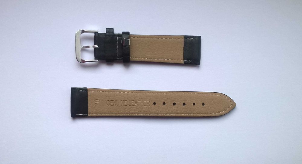 Czarny pasek do zegarka szerokość 20mm , skóra eko , nowy