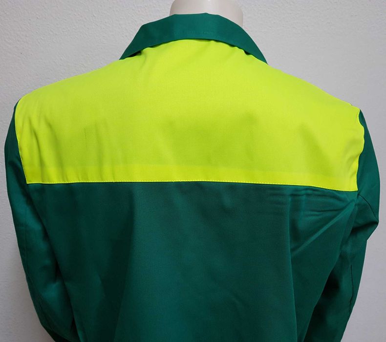 Bata de trabalho manga comprida - verde c/ amarelo