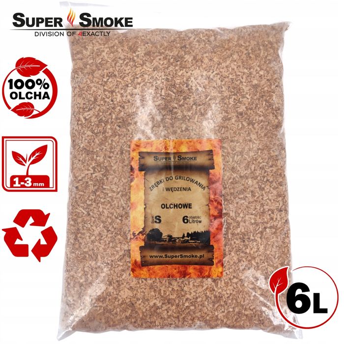 Zrębki Wędzarnicze Super Smoke OLCHA KL-02 (1-3mm) Small 6L Borniak