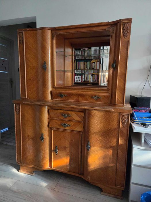 Stylowy drewniany kredens asymetryczny lata 20' VINTAGE